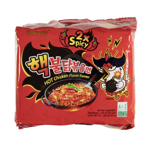 Samyang Buldak Hot Chicken Flavour Ramen Noodles - 2x Spicy (Pack of 5x140g) 700g