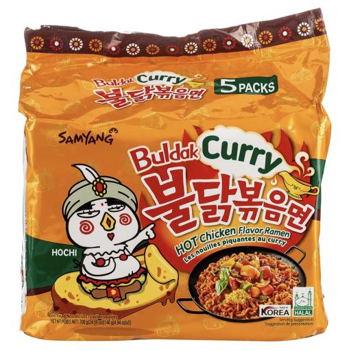 Samyang Buldak Hot Chicken Curry Flavour(Pack of 5x 140g ) 675g
