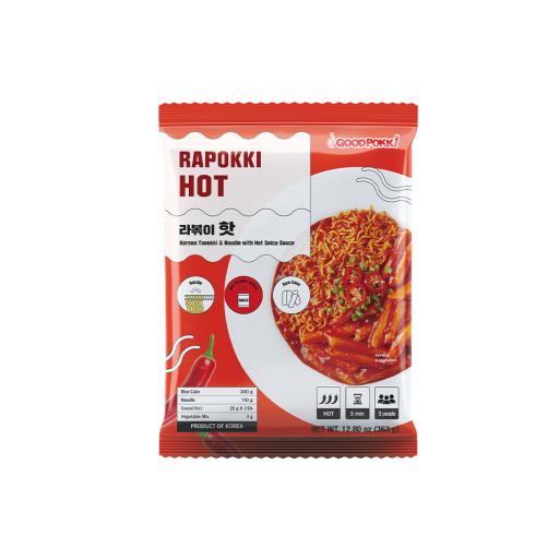 GoodPokki Rapokki Hot Pouch - Korean Topokki & Noodle With Hot Spicy Sauce 363g