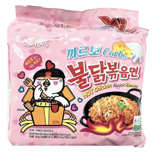 Samyang Buldak Carbonara Hot Chicken Flavour Ramen Noodles  650g (5X130g)